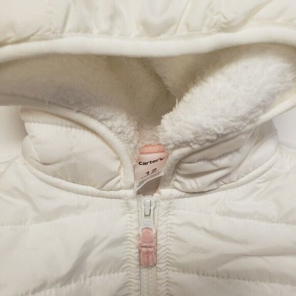 Carters Baby Girls Layette 4 Sherpa Hoodie Full Zip Up Jacket Size 12 Months - Picture 3 of 10